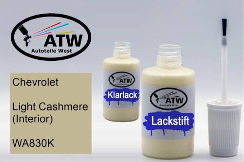 Chevrolet, Light Cashmere (Interior), WA830K: 20ml Lackstift + 20ml Klarlack - Set, von ATW Autoteile West.